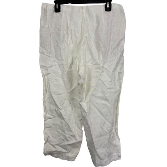 J Jill Love 100% Linen White Cropped Pull On Pants Elastic Waist Summer sz M - Picture 14 of 16